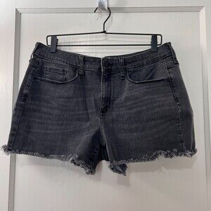 Universal Thread High Rise Midi Cut Off Denim Shorts Faded Black Women's 12 / 31
